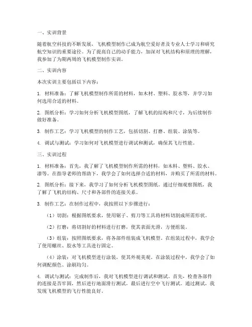飞机模型实训报告