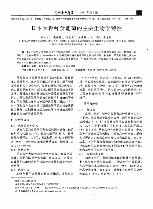 日本大粒鲜食葡萄的主要生物学特性