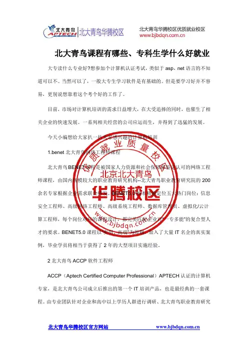 北大青鸟课程有哪些、专科生学什么好就业