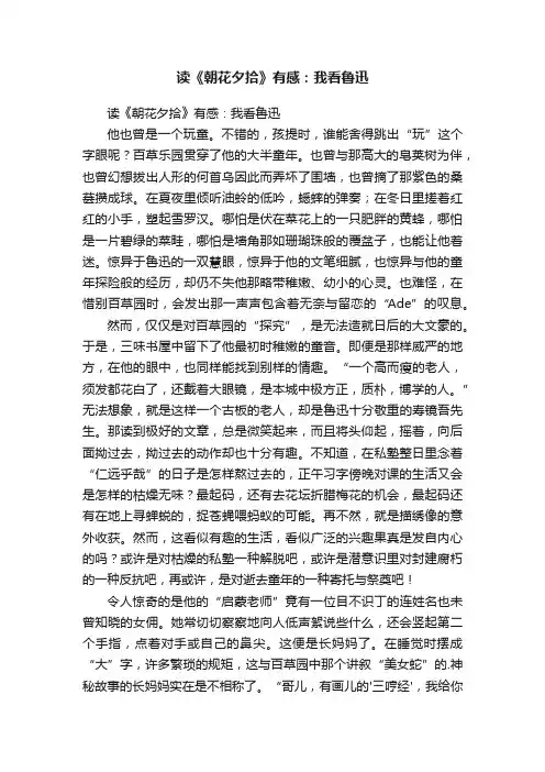 读《朝花夕拾》有感：我看鲁迅