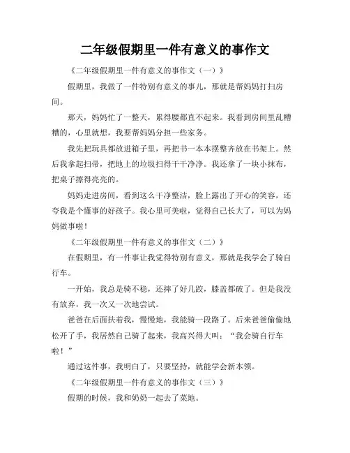 二年级假期里一件有意义的事作文