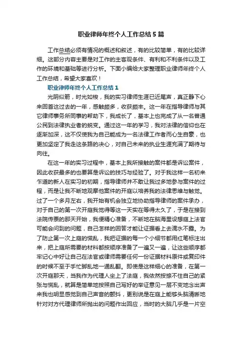 职业律师年终个人工作总结5篇