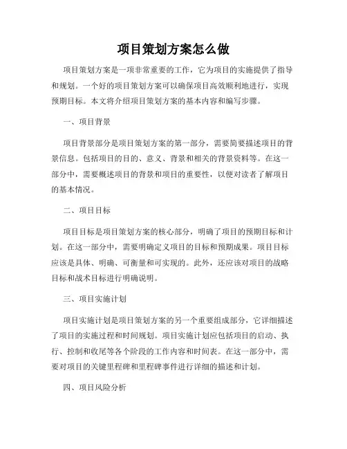 项目策划方案怎么做
