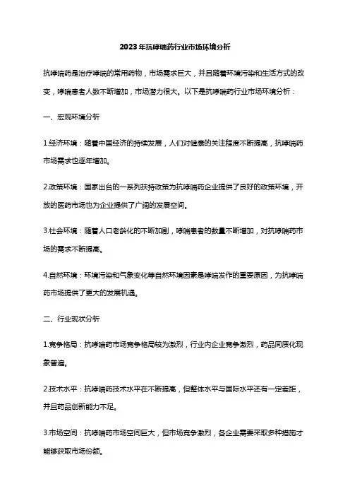 2023年抗哮喘药行业市场环境分析