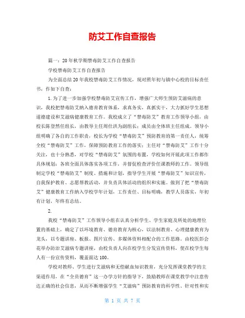 防艾工作自查报告