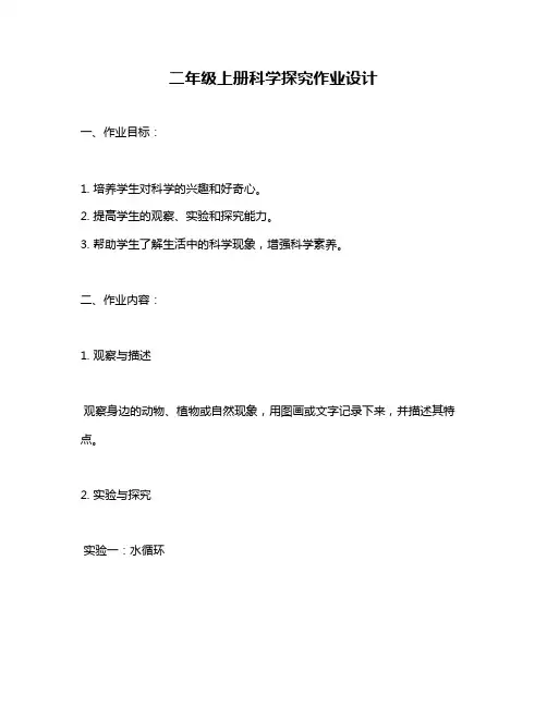 二年级上册科学探究作业设计