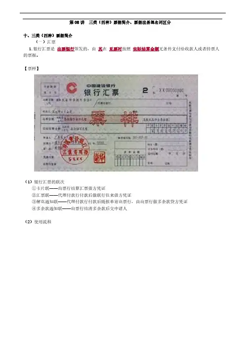 三类(四种)票据简介、票据法易混名词区分 