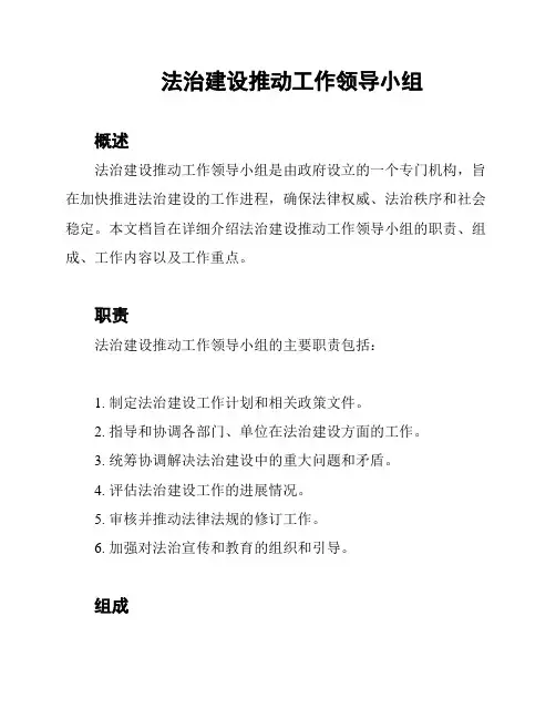 法治建设推动工作领导小组