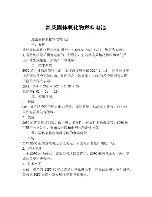 潍柴固体氧化物燃料电池