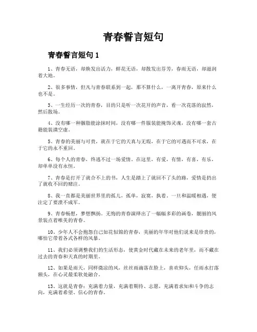 青春誓言短句
