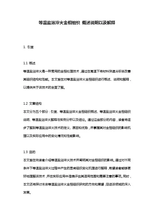 等温盐浴淬火金相组织_概述说明以及解释