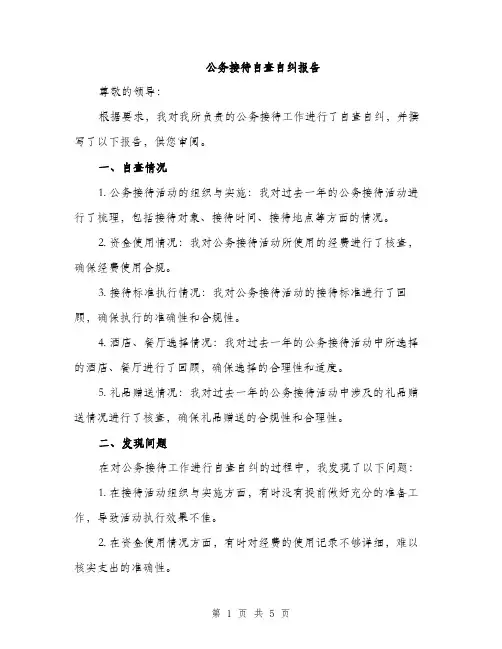 公务接待自查自纠报告（二篇）