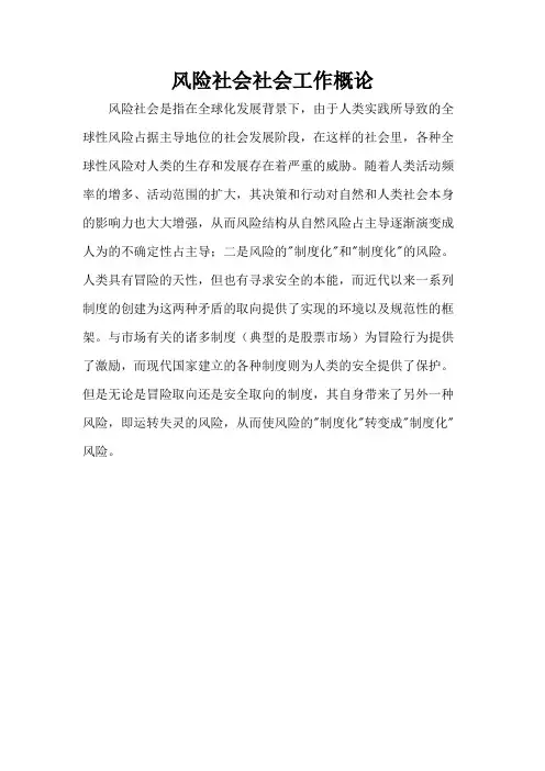 风险社会社会工作概论