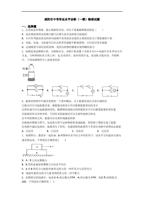 咸阳市中考学业水平诊断(一模)物理试题