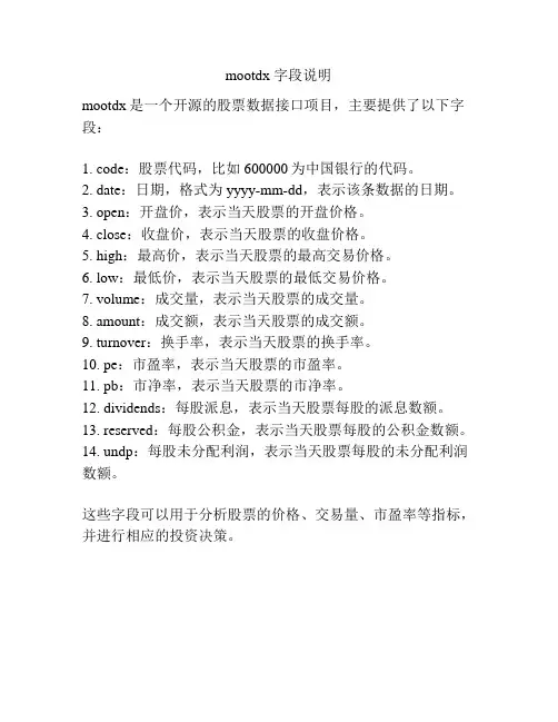 mootdx 字段说明