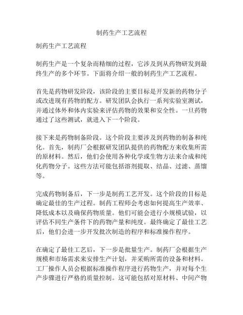 制药生产工艺流程