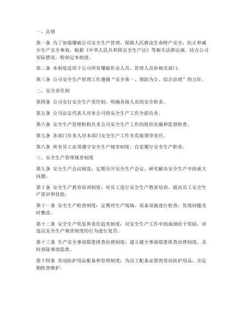 爆破公司安全管理制度全套