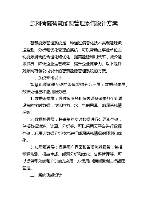 源网荷储智慧能源管理系统设计方案