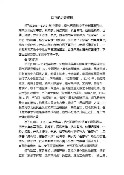 岳飞的历史资料