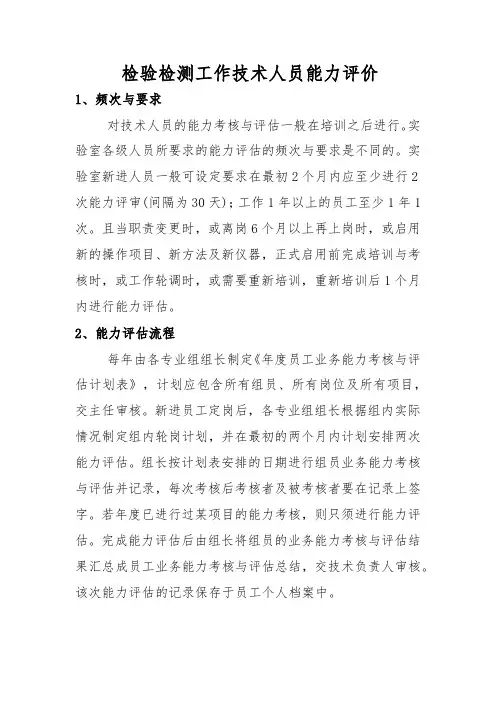 检验检测工作技术人员能力评价