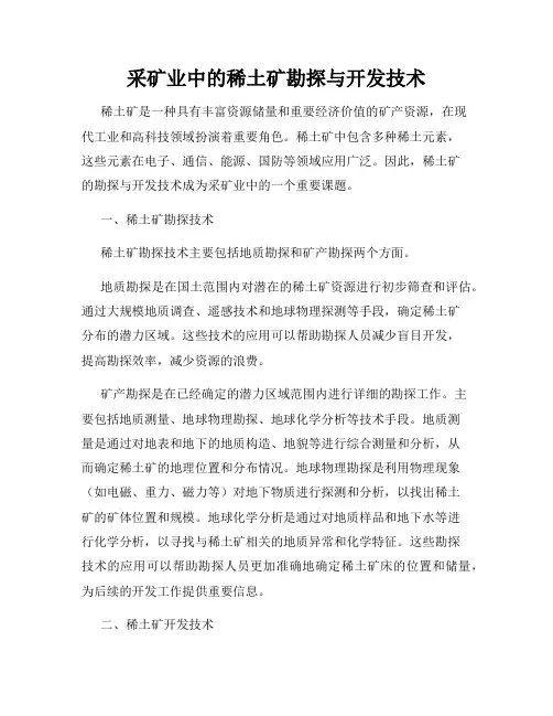 采矿业中的稀土矿勘探与开发技术