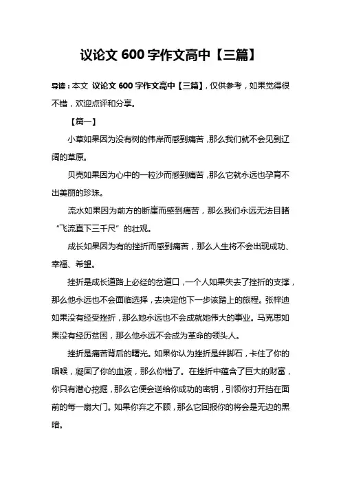 议论文600字作文高中【三篇】