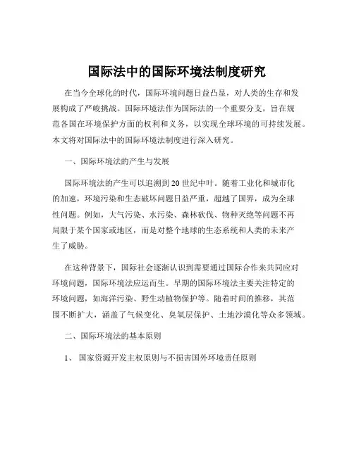 国际法中的国际环境法制度研究