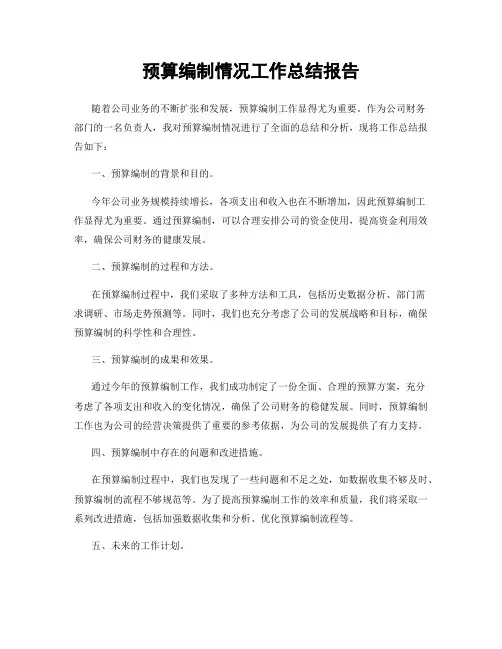 预算编制情况工作总结报告