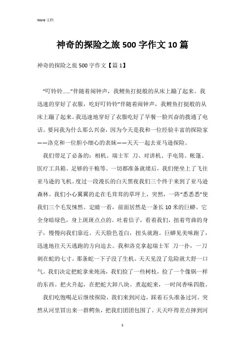神奇的探险之旅500字作文10篇