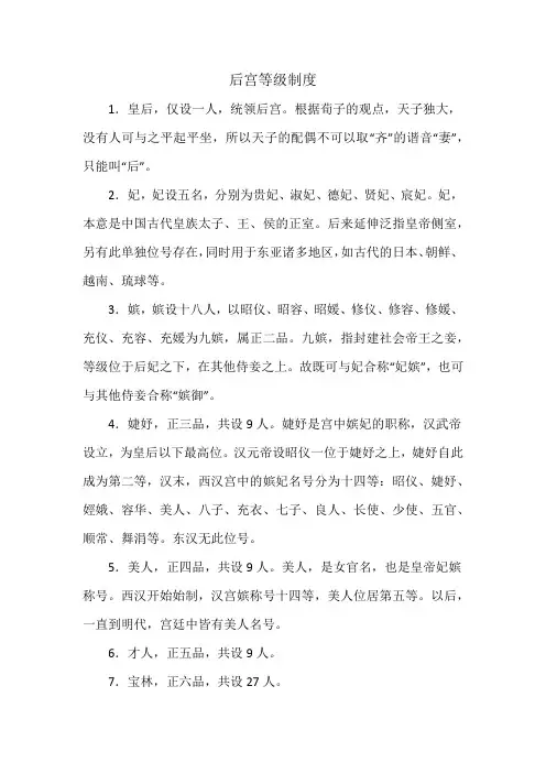 后宫等级制度