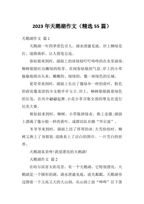 2023年天鹅湖作文(精选55篇)
