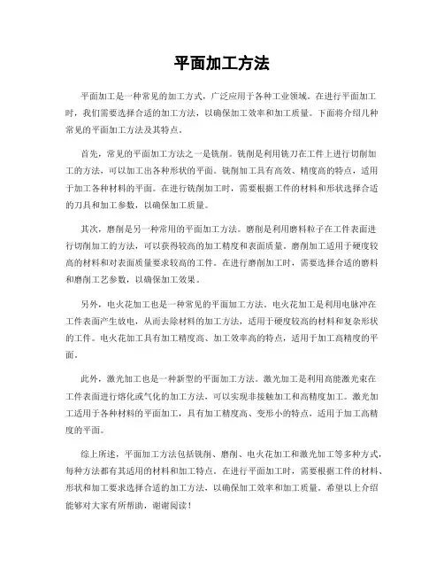 平面加工方法