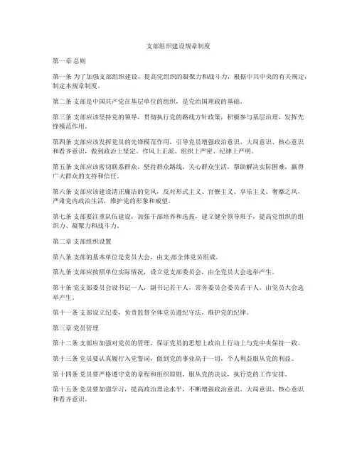支部组织建设规章制度