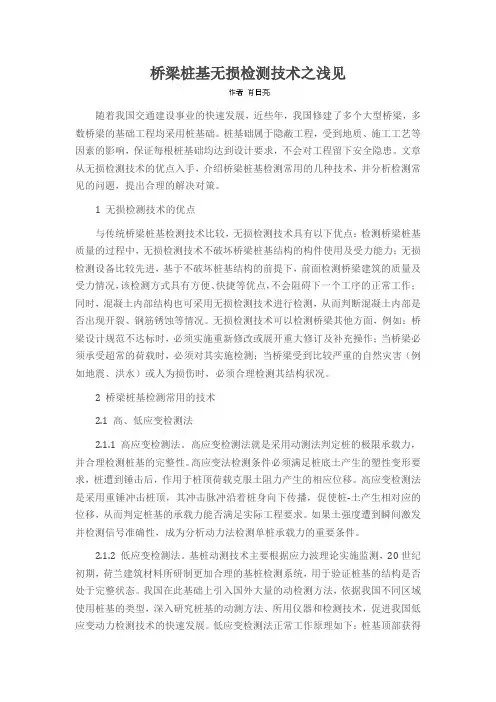 桥梁桩基无损检测技术之浅见