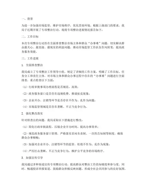 专项整治进展情况报告