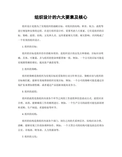 组织设计的六大要素及核心