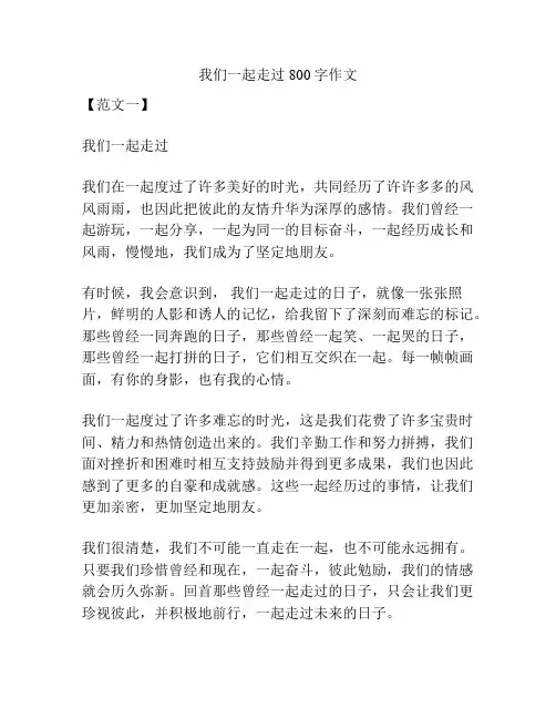 我们一起走过800字作文