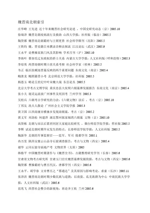 魏晋南北朝索引
