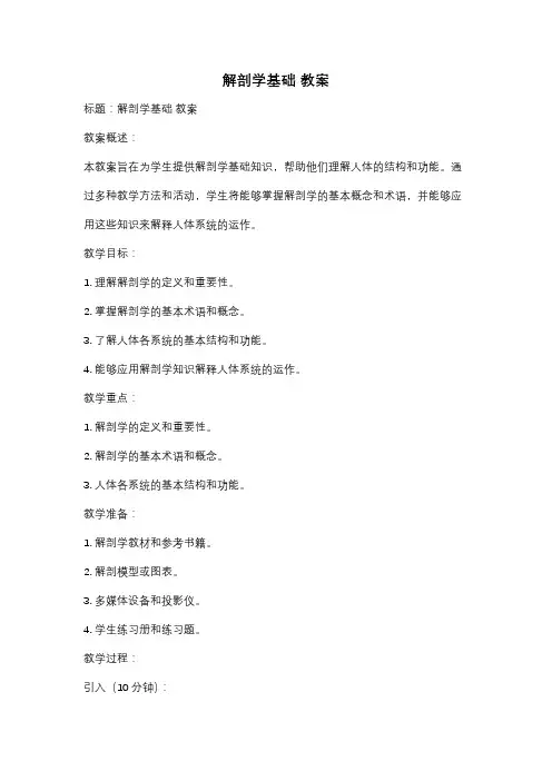解剖学基础 教案
