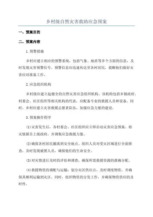 乡村级自然灾害救助应急预案