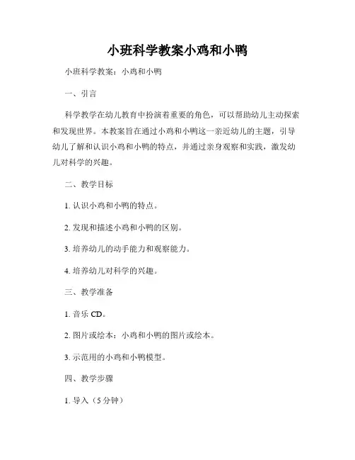 小班科学教案小鸡和小鸭