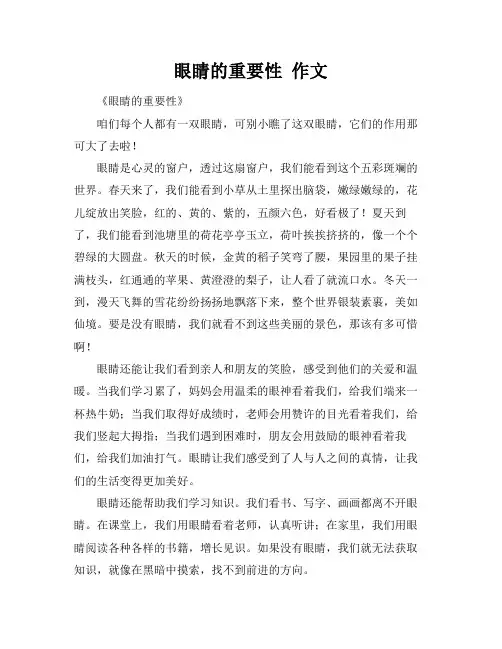 眼睛的重要性 作文
