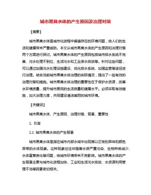 城市黑臭水体的产生原因及治理对策