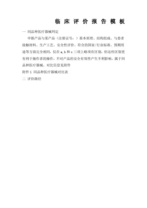 临床评价报告模板