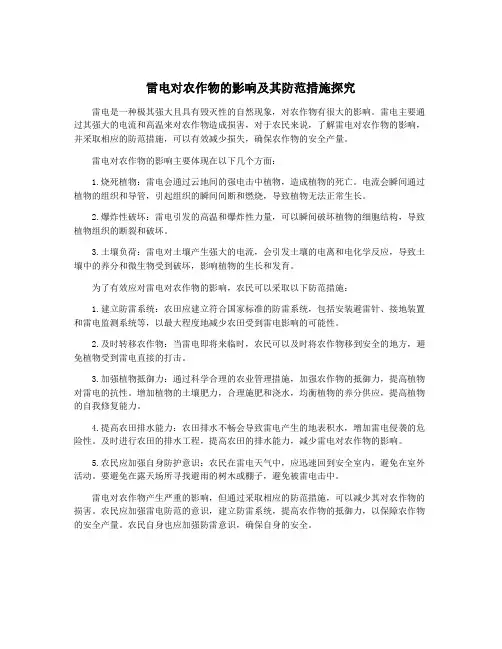 雷电对农作物的影响及其防范措施探究