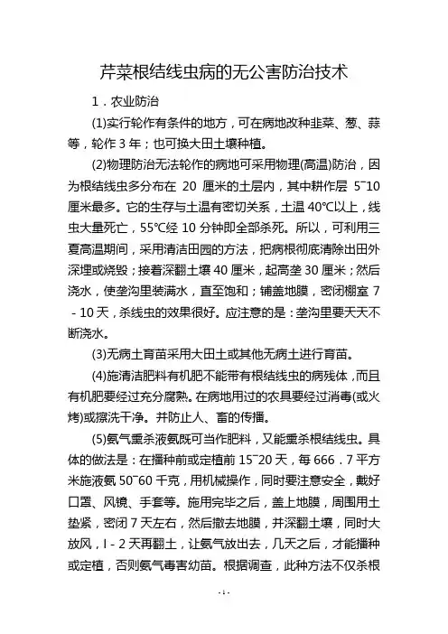 芹菜根结线虫病的无公害防治技术