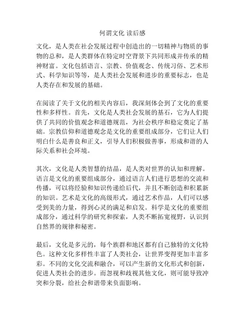 何谓文化 读后感