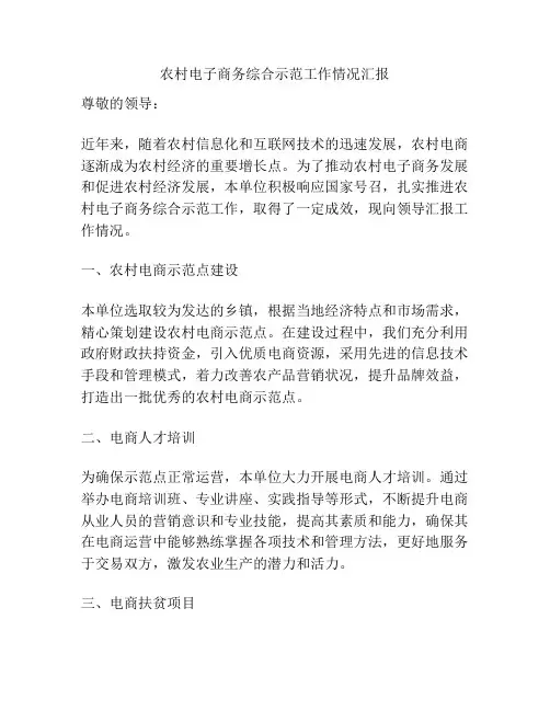 农村电子商务综合示范工作情况汇报