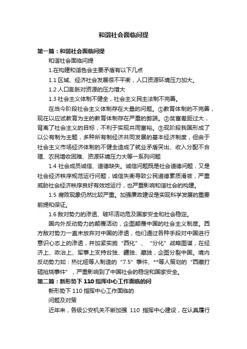 和谐社会面临问提