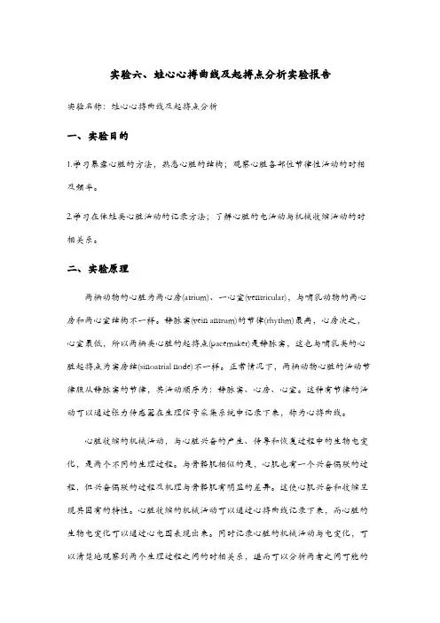 蛙心心搏曲线及起搏点分析实验报告